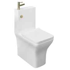 Square Close Coupled Toilet and Basin with Brass tap